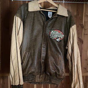 Mickey Mouse Vintage Leather Bomber Jacket *RARE*